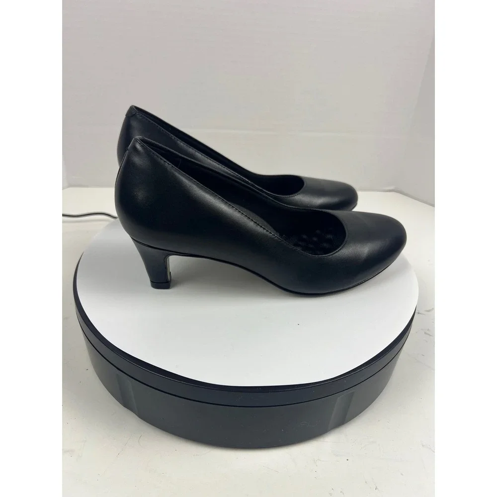 Walking Cradles Womens Black Leather Pumps 7.5 Wide Arch Support Comfort Heel - Picture 9 of 17